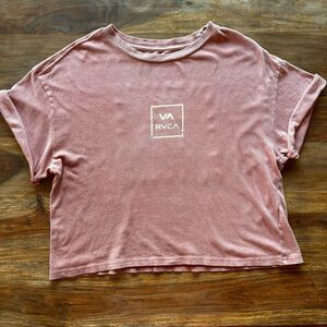Oversized RVCA Ladies Cropped T Shirt, Floral size M